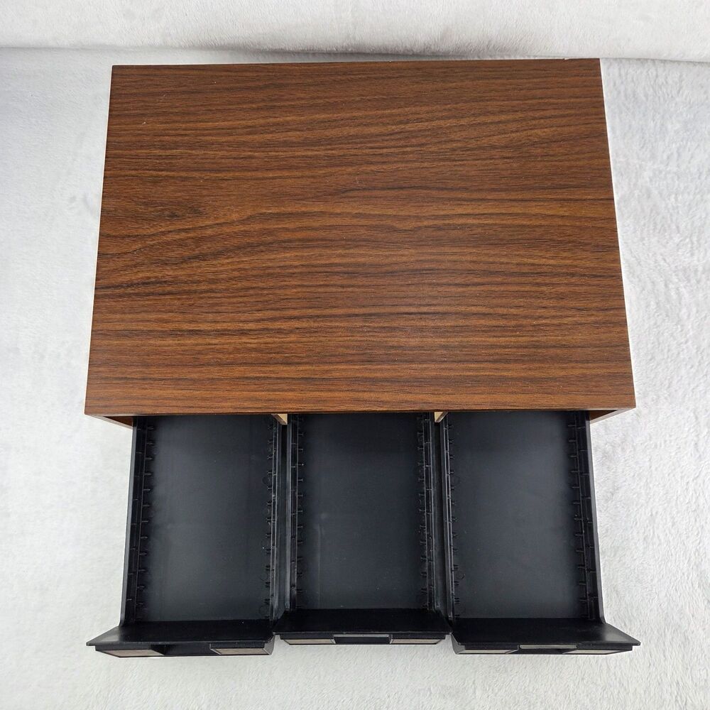 Vintage Add’n Stac Cassette Tape Storage Case 42 Capacity Faux Wood - Picture 7 of 15